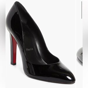 Christian Louboutin Black Patent Leather Pointed Pump with Red Sole